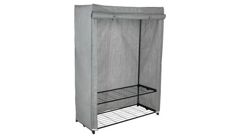 home double metal framed fabric wardrobe grey|30 inch fabric covered wardrobe.